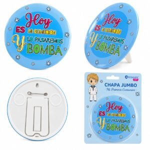 G-Chapa Jumbo de Comunión 14 cm Azul
